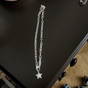18" paperclip necklace, stainless steel